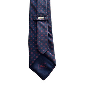 Brioni Necktie Men's Dark Purple/Red Geometric 100% Silk Hand Made In Italy